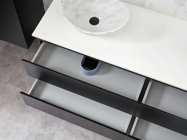 Mawialux mat zwart badkamermeubel 160cm (diverse opstellingen) - afbeelding 21 van  71