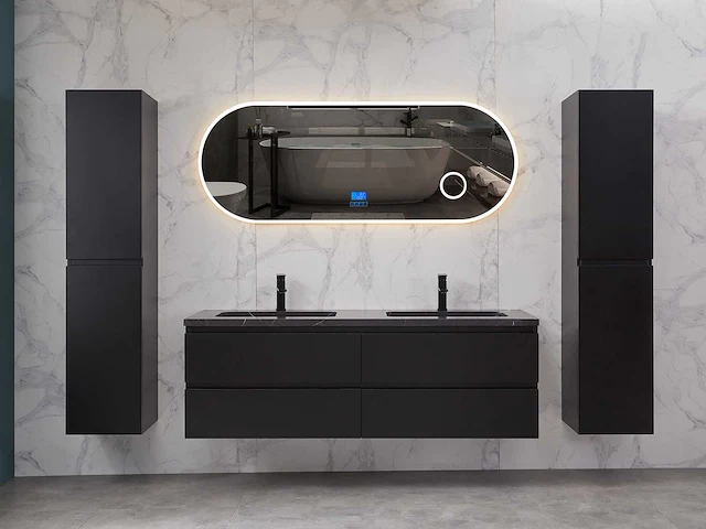 Mawialux mat zwart badkamermeubel 160cm (diverse opstellingen) - afbeelding 26 van  71