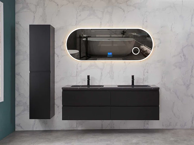 Mawialux mat zwart badkamermeubel 160cm (diverse opstellingen) - afbeelding 27 van  71