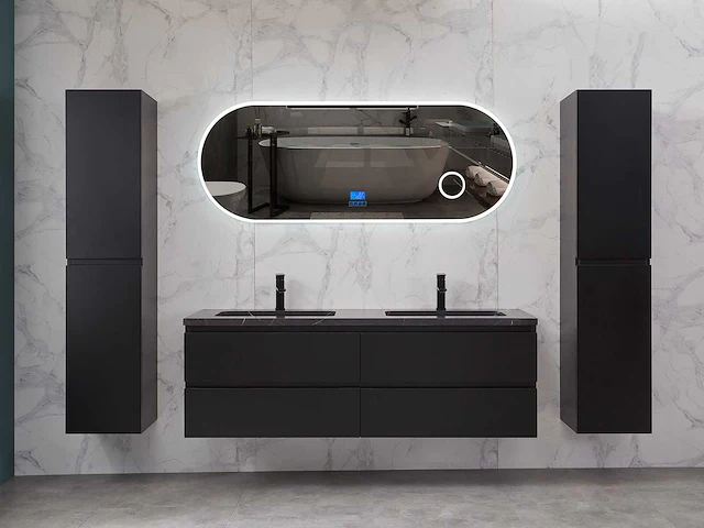 Mawialux mat zwart badkamermeubel 160cm (diverse opstellingen) - afbeelding 28 van  71