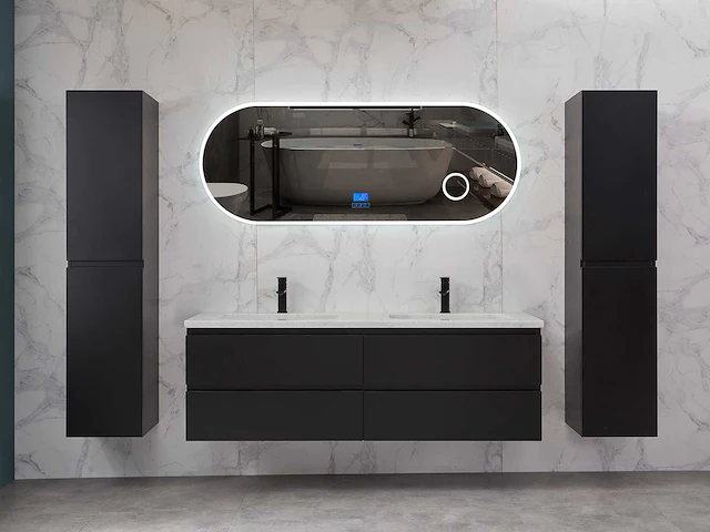 Mawialux mat zwart badkamermeubel 160cm (diverse opstellingen) - afbeelding 29 van  71