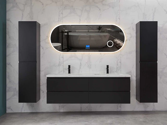 Mawialux mat zwart badkamermeubel 160cm (diverse opstellingen) - afbeelding 30 van  71