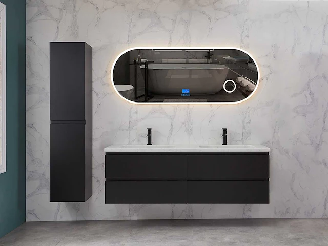 Mawialux mat zwart badkamermeubel 160cm (diverse opstellingen) - afbeelding 31 van  71