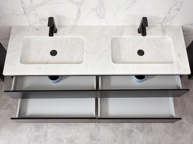 Mawialux mat zwart badkamermeubel 160cm (diverse opstellingen) - afbeelding 39 van  71