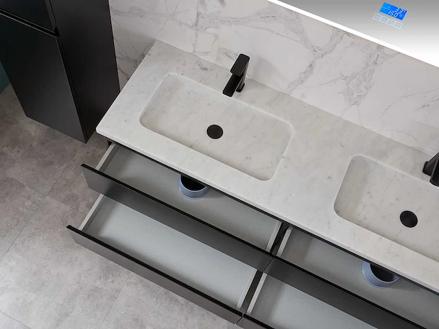 Mawialux mat zwart badkamermeubel 160cm (diverse opstellingen) - afbeelding 40 van  71