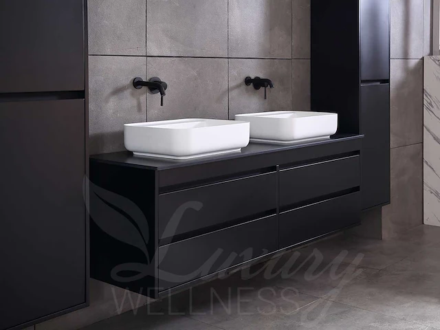 Mawialux mat zwart badkamermeubel 160cm (diverse opstellingen) - afbeelding 61 van  71