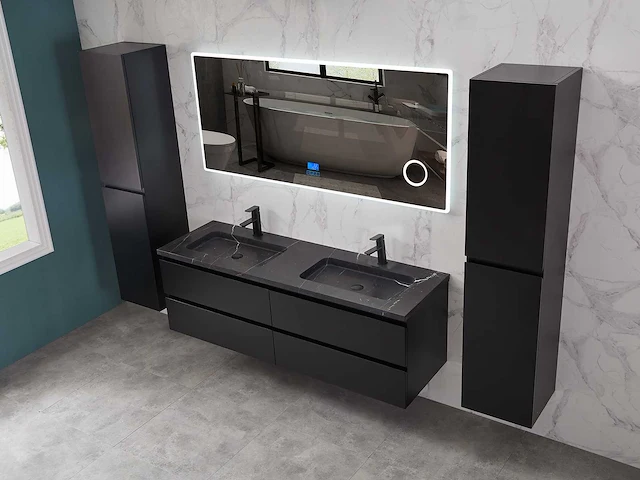 Mawialux mat zwart badkamermeubel 160cm (diverse opstellingen) - afbeelding 67 van  71