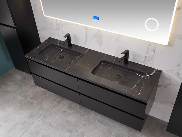 Mawialux mat zwart badkamermeubel 160cm (diverse opstellingen) - afbeelding 70 van  71