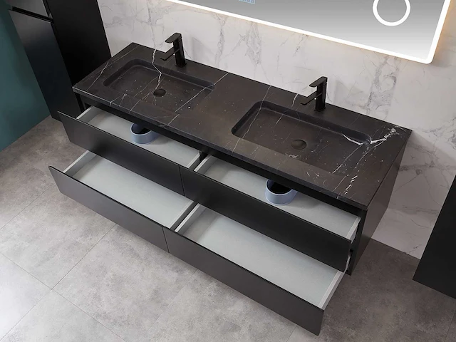 Mawialux mat zwart badkamermeubel 160cm (diverse opstellingen) - afbeelding 71 van  71