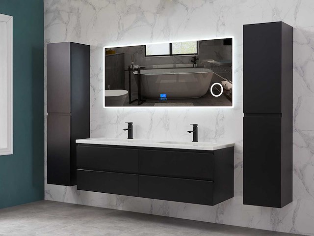 Mawialux mat zwart badkamermeubel 160cm (diverse opstellingen) - afbeelding 6 van  71