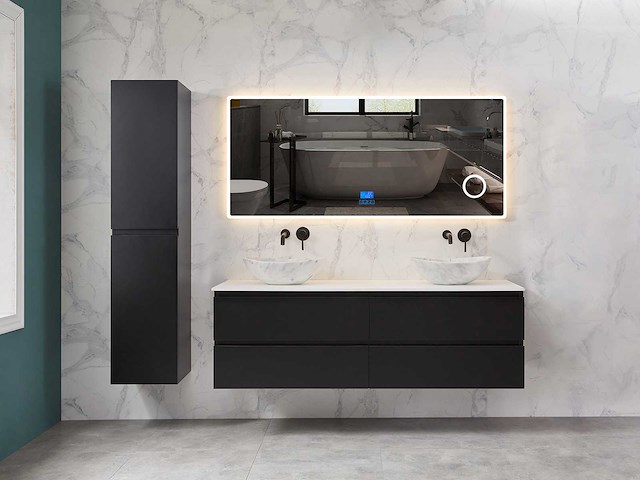 Mawialux mat zwart badkamermeubel 160cm (diverse opstellingen) - afbeelding 11 van  71