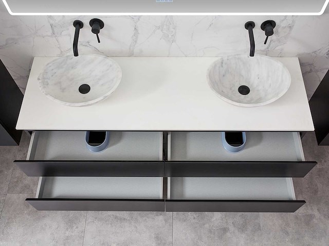 Mawialux mat zwart badkamermeubel 160cm (diverse opstellingen) - afbeelding 20 van  71