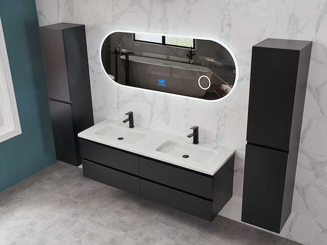 Mawialux mat zwart badkamermeubel 160cm (diverse opstellingen) - afbeelding 35 van  71