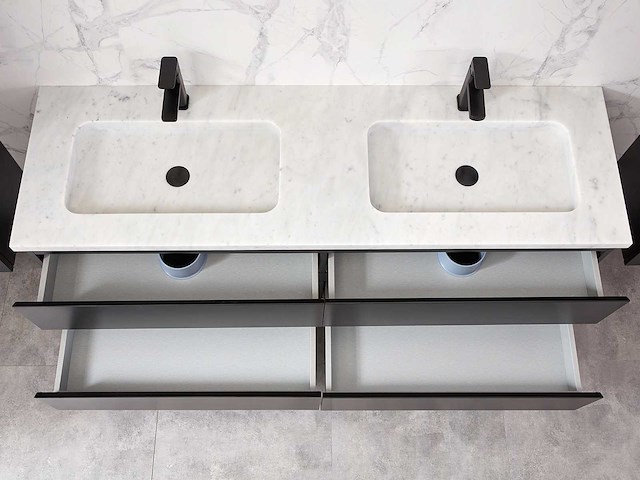 Mawialux mat zwart badkamermeubel 160cm (diverse opstellingen) - afbeelding 39 van  71