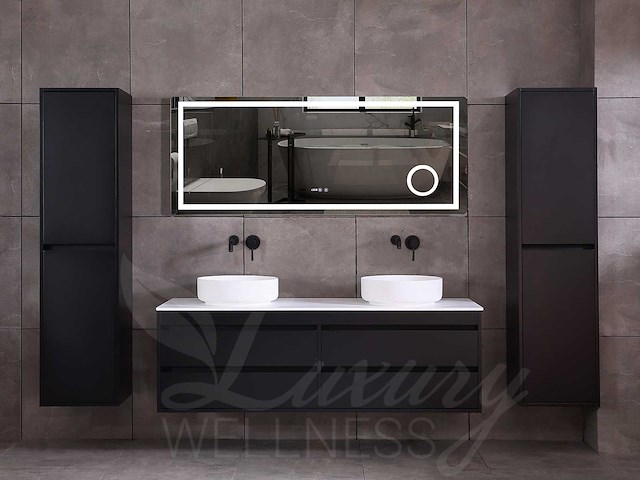 Mawialux mat zwart badkamermeubel 160cm (diverse opstellingen) - afbeelding 43 van  71