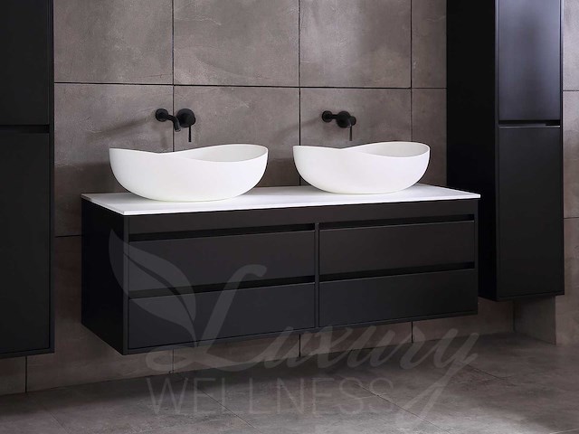 Mawialux mat zwart badkamermeubel 160cm (diverse opstellingen) - afbeelding 55 van  71