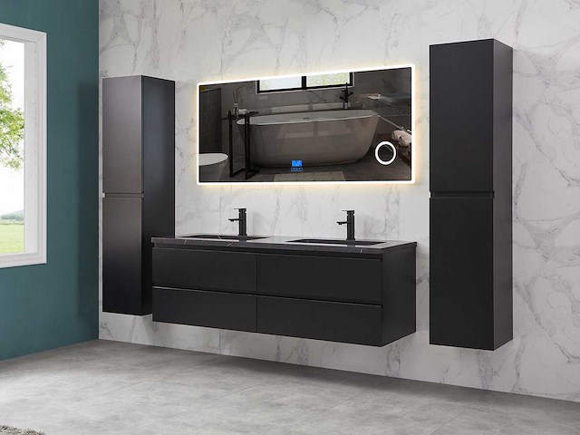 Mawialux mat zwart badkamermeubel 160cm (diverse opstellingen) - afbeelding 45 van  71