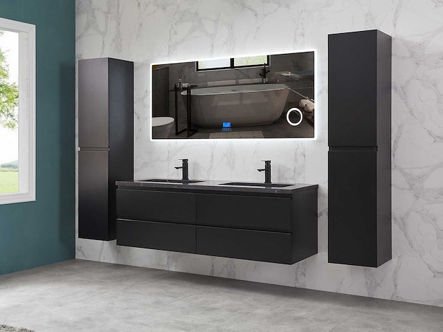 Mawialux mat zwart badkamermeubel 160cm (diverse opstellingen) - afbeelding 56 van  71