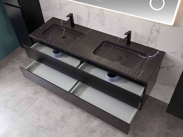 Mawialux mat zwart badkamermeubel 160cm (diverse opstellingen) - afbeelding 71 van  71