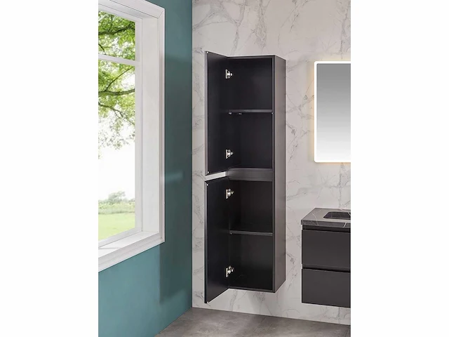 Mawialux mat zwart badkamermeubel 160cm (met marmer wasbak) - afbeelding 5 van  71
