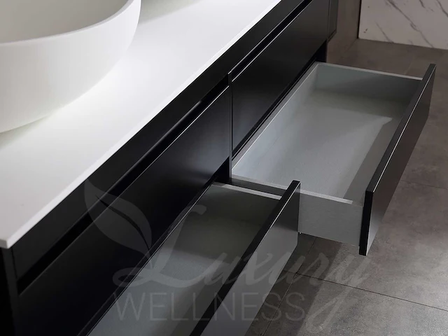 Mawialux mat zwart badkamermeubel 160cm (met marmer wasbak) - afbeelding 54 van  71