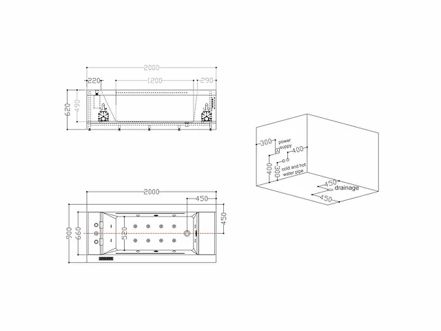 Mawialux opbouw design massagebad - waterval - glans wit - afbeelding 5 van  14