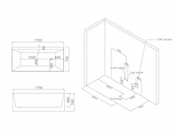 Mawialux opbouw design massagebad - waterval - mat wit of glans wit keuze - afbeelding 8 van  9