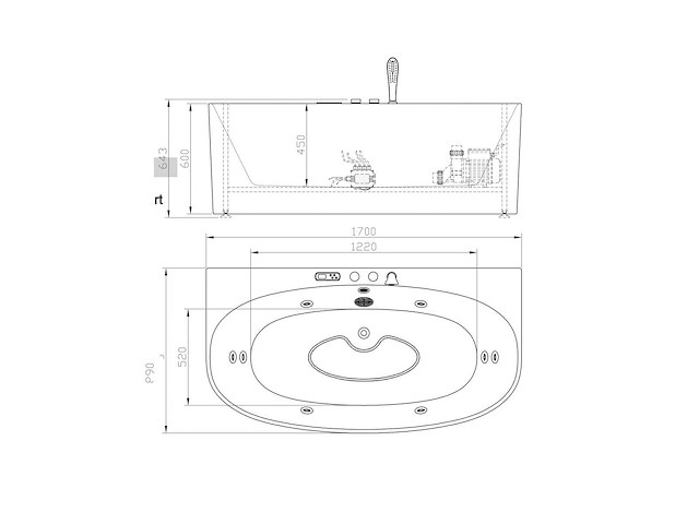 Mawialux opbouw massagebad - ballo - glans wit - afbeelding 7 van  7
