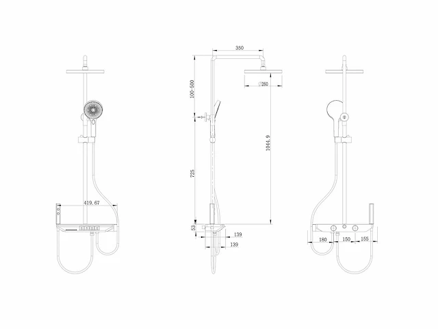Mawialux opbouw regendoucheset - digitaal display - gunmetal grey of mat wit keuze - afbeelding 7 van  16