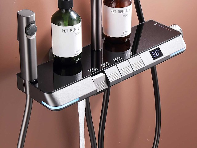 Mawialux opbouw regendoucheset - digitaal display - gunmetal grey - afbeelding 3 van  8