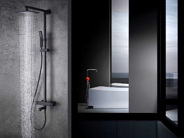 Mawialux opbouw thermostaat regendouche mat zwart - afbeelding 6 van  7