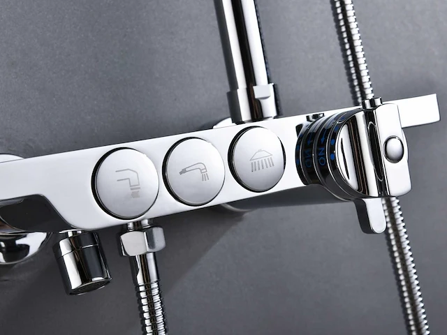 Mawialux thermostatisch opbouw regendoucheset - chroom met mat zwart - afbeelding 7 van  12
