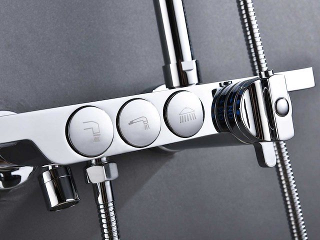 Mawialux thermostatisch opbouw regendoucheset - chroom met mat zwart - afbeelding 7 van  12