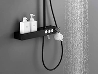 Mawialux thermostatisch opbouw regendoucheset - mat zwart met chroom bediening - afbeelding 5 van  10