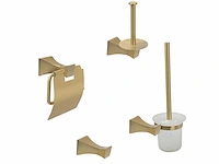Mawialux toilet accessoire set - geborsteld goud - 4 delig - afbeelding 1 van  25