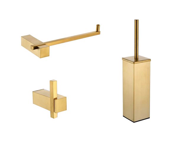 Mawialux toilet accessoire set - geborsteld goud - afbeelding 1 van  5