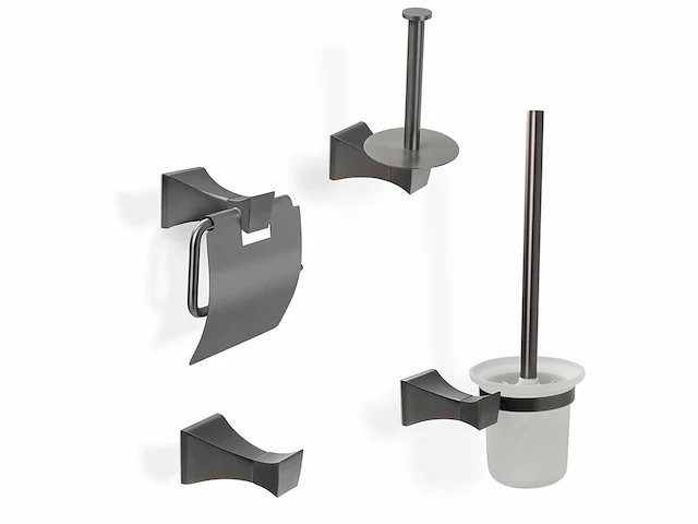 Mawialux toilet accessoire set - gunmetal grey - 4 delig - afbeelding 1 van  25