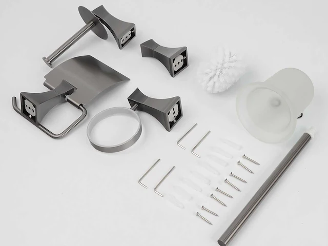Mawialux toilet accessoire set - gunmetal grey - 4 delig - afbeelding 12 van  25