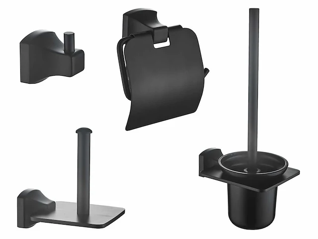 Mawialux toilet accessoire set - mat zwart - 4 delig - afbeelding 1 van  7