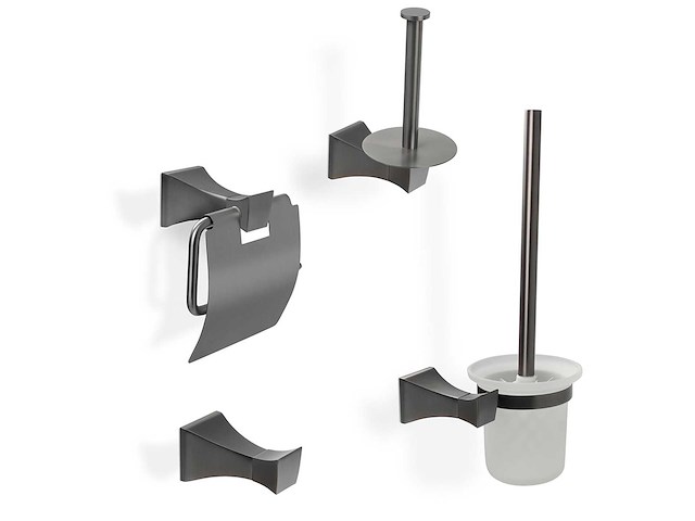 Mawialux toilet accessoire set gunmetal grey 4 delig - afbeelding 1 van  25
