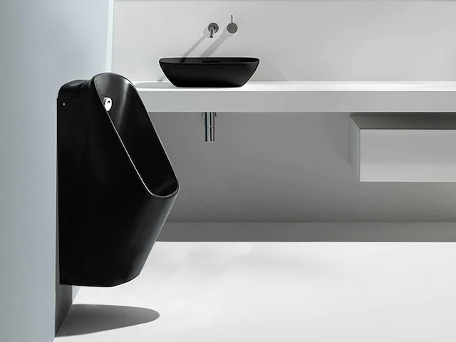 Mawialux urinoir met automatische spoeling mat zwart - afbeelding 3 van  6