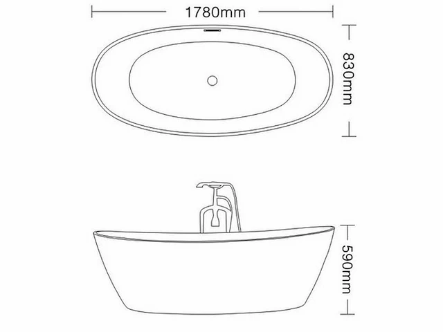 Mawialux vrijstaand acryl bad - keuze uit 3 kleuren - afbeelding 5 van  6