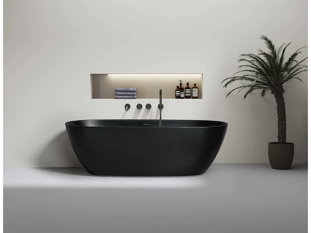 Mawialux vrijstaand acryl bad - mat zwart - afbeelding 1 van  5