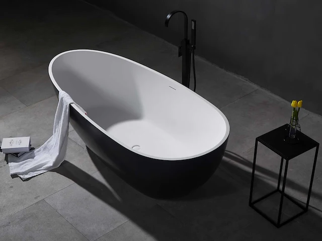 Mawialux vrijstaand bad - solid surface - wit/zwart - afbeelding 1 van  9