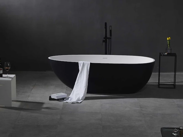 Mawialux vrijstaand bad - solid surface - wit/zwart - afbeelding 5 van  9