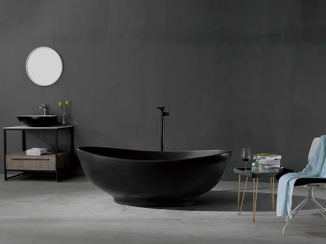 Mawialux vrijstaand bad - solid surface mat zwart - afbeelding 1 van  5