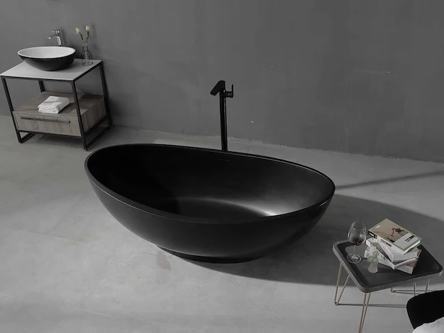 Mawialux vrijstaand bad - solid surface mat zwart - afbeelding 2 van  5