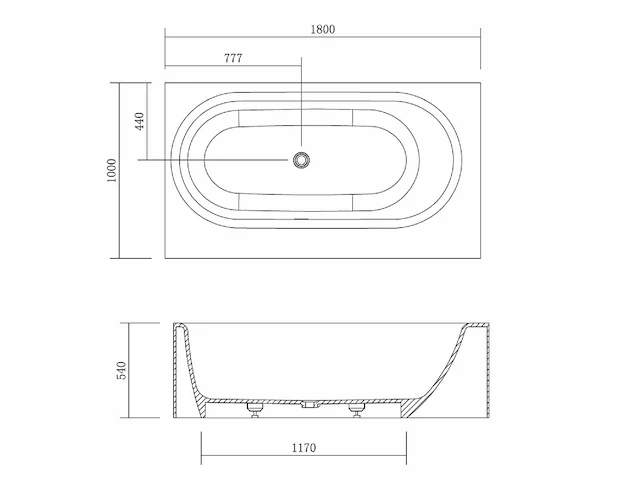 Mawialux vrijstaand design bad - solid surface - mat wit - afbeelding 6 van  7