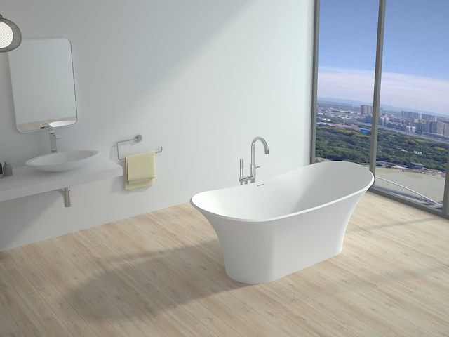 Mawialux vrijstaand design bad - solid surface - mat wit - afbeelding 7 van  10