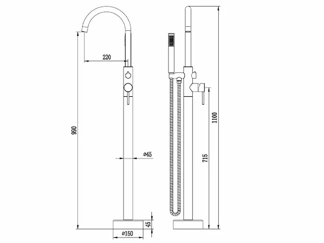 Mawialux vrijstaande badkraan (meerdere kleuren mogelijk) - afbeelding 7 van  16